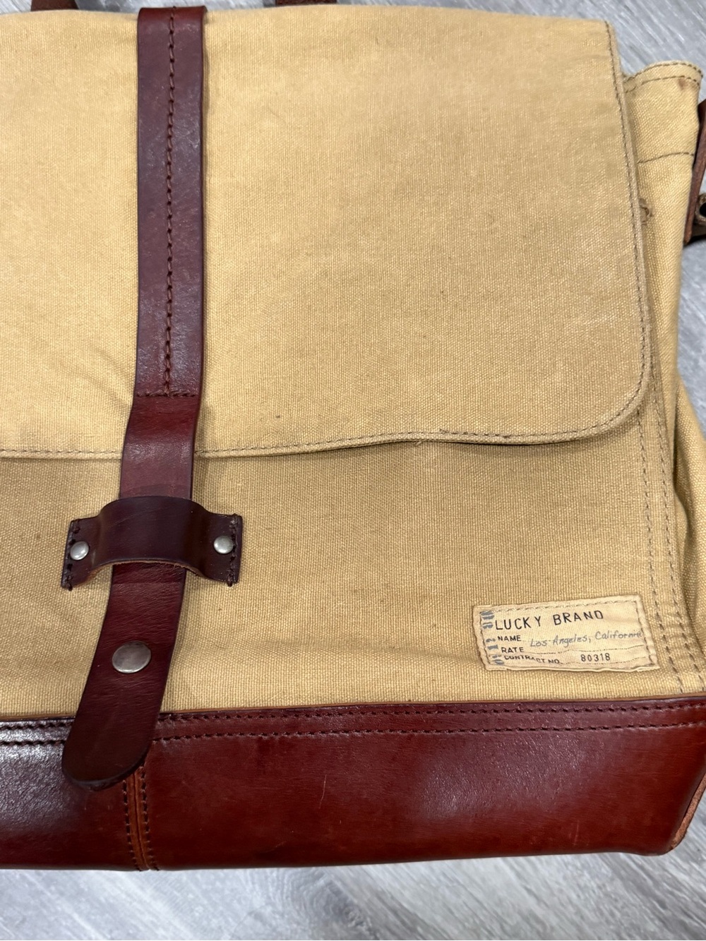 Lucky Brand Vintage Canvas Leather Messenger Bag Crossbody - Picture 3 of 10